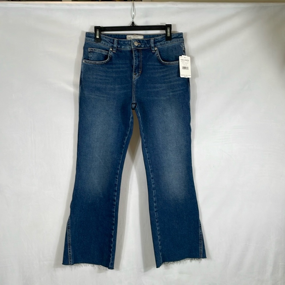 Free People Jeans Size 30 NWT High Rise Flare Crop Denim - Picture 1 of 10